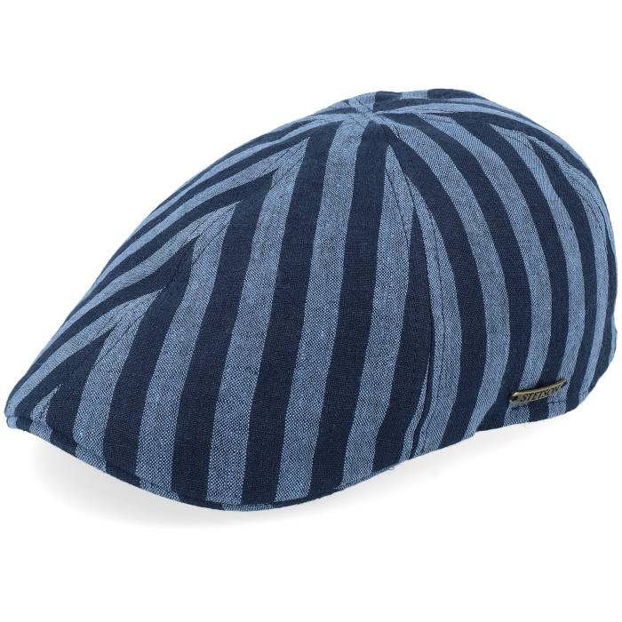 ステットソン Stetson 【 Texas Bold Linen Stripe Blue Stripe Flat Cap Men Blue 】 テキサス Stripe ストライプ 青色 ブルー キャップ 帽子 メンズ 青色 ブルー|スニケス