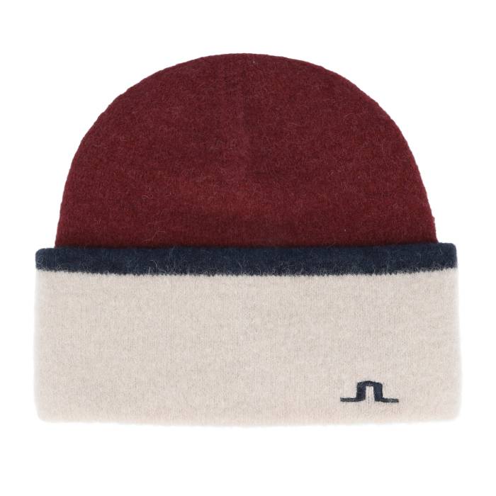 J.lindeberg 【 Teela Alpaca Mix Hat Cabernet Cuff Men Red 】 メンズ Red 赤・レッド