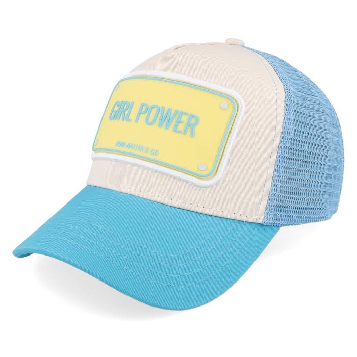 John Hatter & Co 【 Girl Power White/Blue A-Frame Trucker Men White / Blue 】 Power パワー トラッカー メンズ 白色 ホワイト 青色 ブルー