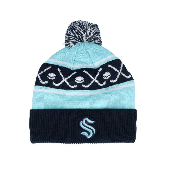 アウタースタッフ Outerstuff 【 Kids Seattle Kraken Face-Off Cuff Beanie Navy/Light Blue Pom Kids Blue 】 シアトル キャップ 帽子 青色 ブルー ジュニア キッズ 青色 ブルー|スニケス