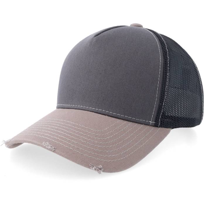 Equip 【 Distressed Charcoal/Black/Dark Grey Pigment Wsh A-Frame Trucker Men Grey 】 灰色 グレー トラッカー メンズ 灰色 グレー