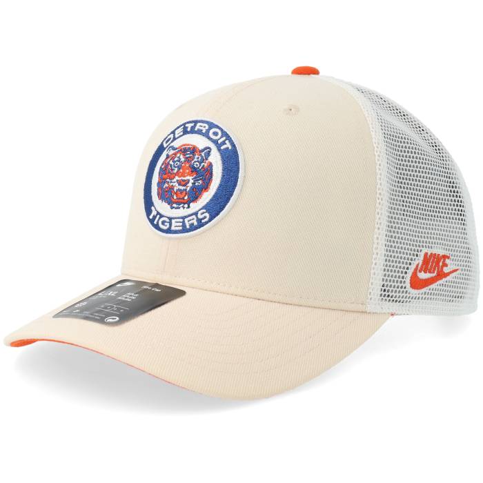 Nike Mlb 【 Detroit Tigers Dri-Fit Rise Natural/Orange/White Trucker Men Beige 】 自動車の街 タイガース 素っ気ない相応う ライズ トラッカー メンズ ベージュ