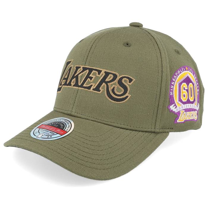 ミッチェル\u0026ネス Mitchell \u0026 Ness 【 Hatstore Exclusive X Los Angeles Lakers Script Flight Olive Adjustable Men Green 】 Lakers レイカーズ 脚本 Flight 飛行 olive オリーブ メンズ green 緑・緑であること