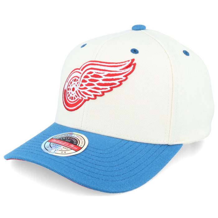 ミッチェル&ネス Mitchell & Ness 【 Hatstore Exclusive X Detroit Red Wings Natural Blue Ecru A-Frame Adjustable Men Beige 】 デトロイト Red 赤・レッド ナチュラル 青色 ブルー メンズ ベージュ｜スニケス