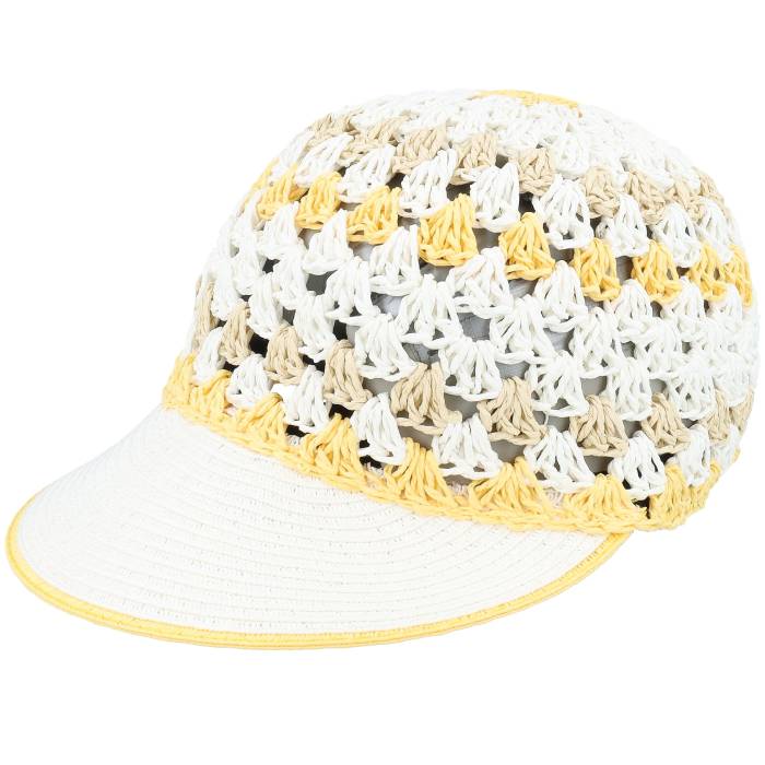 【★百貨店SALE★6/11十二時2時迄】Seeberger 【 Linen Paper Straw Peaked White/Yellow Fitted Women Yellow / White 】 レディース yellow 黄味がかった・黄色 白いこと 白いこと