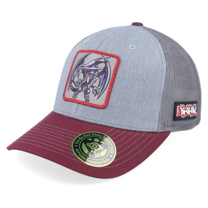 Yu-Gi-Oh! 【 Red-Eyes Black Dragon Grey/Maroon Trucker - Yu-Gi-Oh Men Grey 】 黒色 ブラック ドラゴン トラッカー メンズ 灰色 グレー｜スニケス