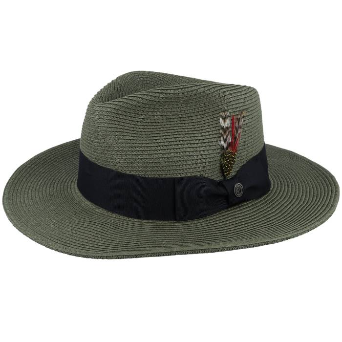 Jaxon \u0026 James 【 Summer C-Crown Straw Hat Olive Fedora Men Green 】 Summer 夏時 olive オリーブ メンズ green 緑・緑であること