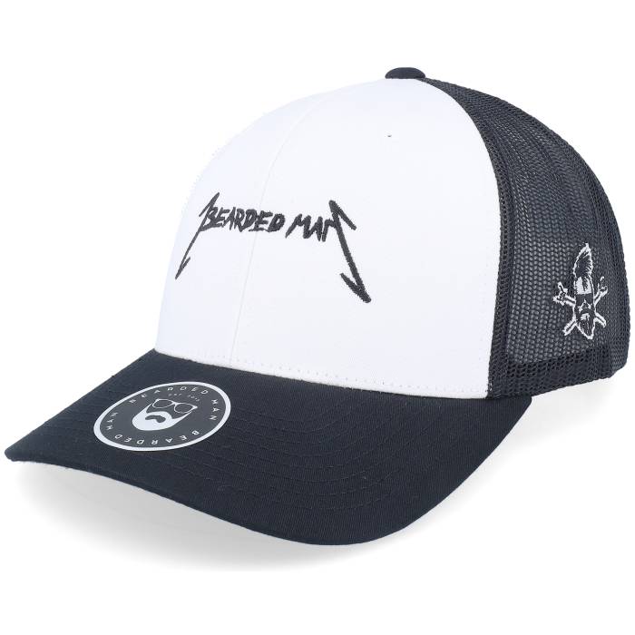 Bearded Man 【 American Heavy Metal Logo Black/White Trucker Men White 】 メタル ロゴ トラッカー メンズ 白色 ホワイト