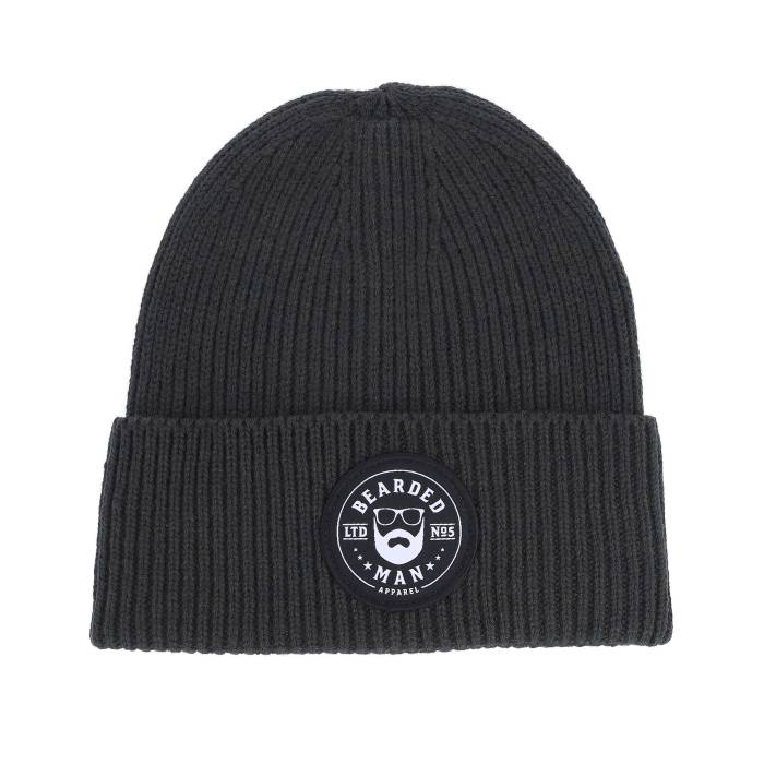 Bearded Man 【 Beard Logo R Charcoal Oversized Cuff Beanie Men Grey 】 ロゴ チャコール キャップ 帽子 メンズ 灰色 グレー