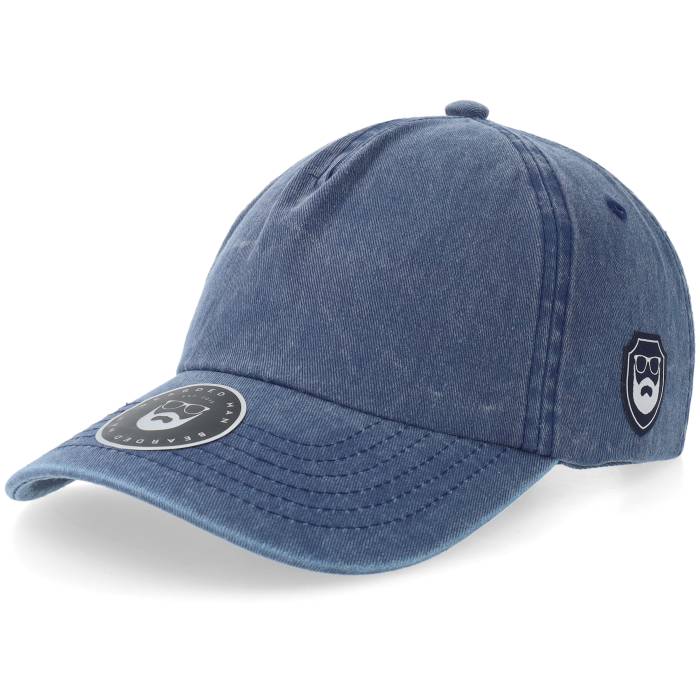 Bearded Man 【 Bm Shield Logo Vintage Washed Blue A-Frame Dad Cap Men Blue 】 ロゴ vintage ビンテージ・ヴィンテージ 青色 ブルー キャップ 帽子 メンズ 青色 ブルー