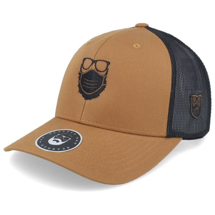 Bearded Man 【 Face Mask Quarantine Beard Caramel/Black Trucker Men Brown 】 トラッカー メンズ 茶色 ブラウン