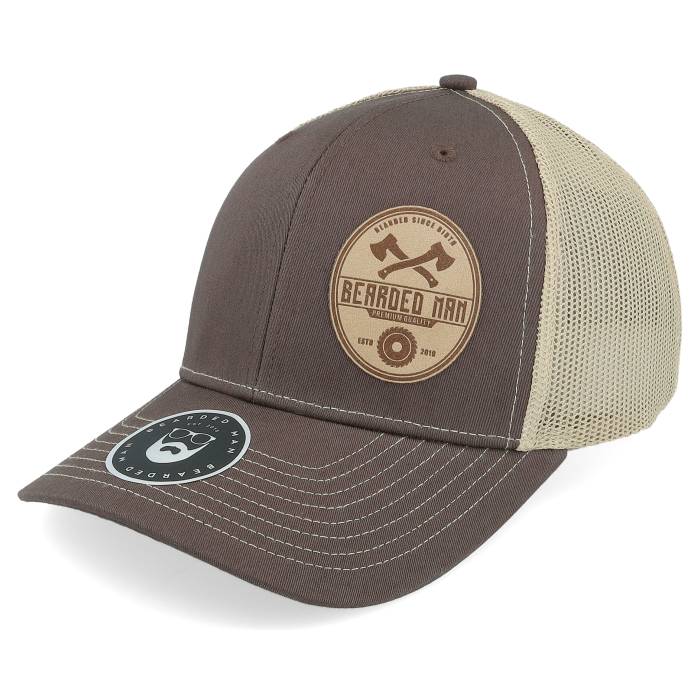 Bearded Man 【 Wood Work Emblem 112 Split Brown/Khaki Trucker Men Brown 】 トラッカー メンズ 茶色 ブラウン|スニケス