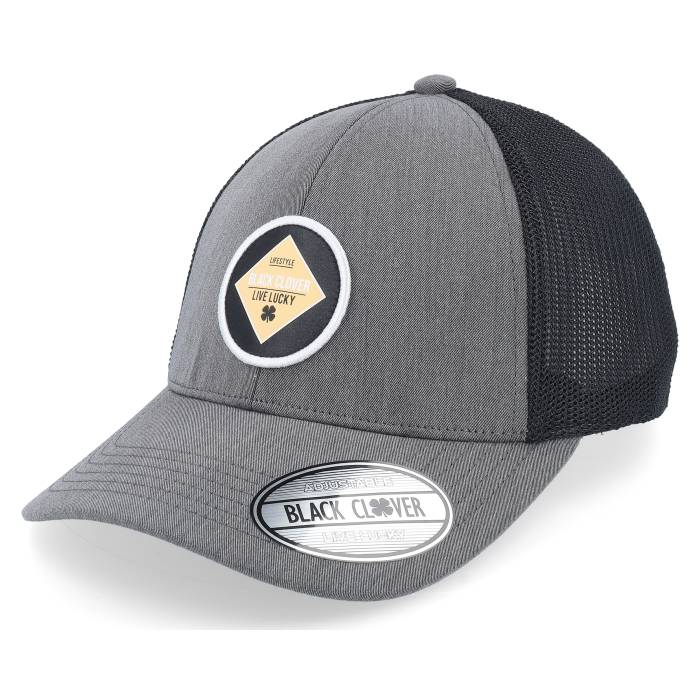 Black Clover 【 Jaxton Charcoal W Black Mesh W Patch Trucker Men Grey 】 チャコール 黒色 ブラック トラッカー メンズ 灰色 グレー