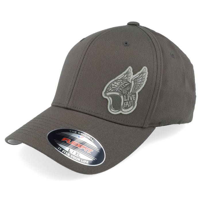 Born To Ride 【 Live Fast Helmet Grey Patch Dark Grey Flexfit Men Grey 】 ファスト Helmet ヘルメット 灰色 グレー メンズ 灰色 グレー