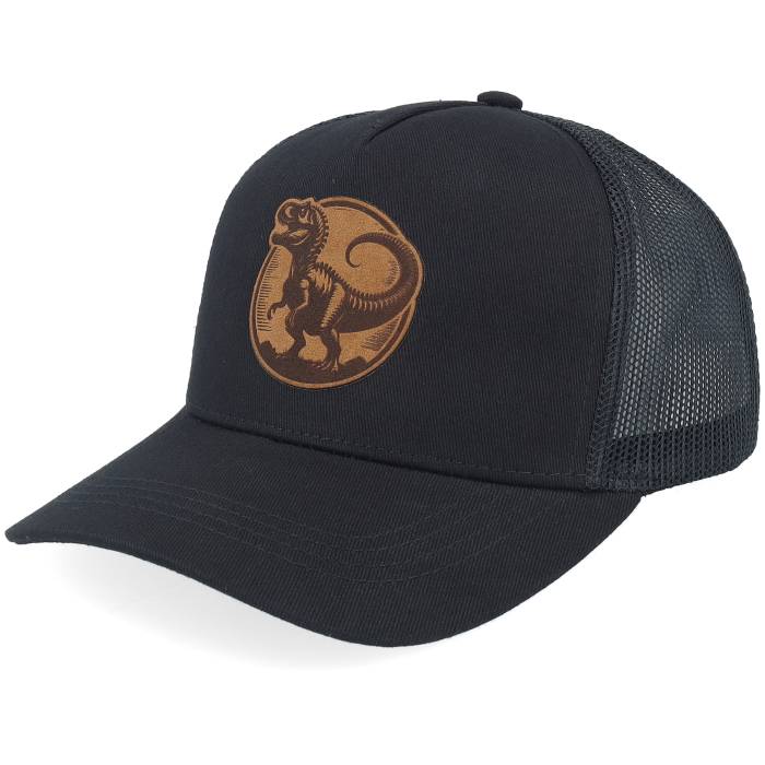 Kiddo Cap 【 Kids T-Rex Dino Brown Round Patch Black Trucker Kids Black 】 茶色 ブラウン 黒色 ブラック トラッカー ジュニア キッズ 黒色 ブラック