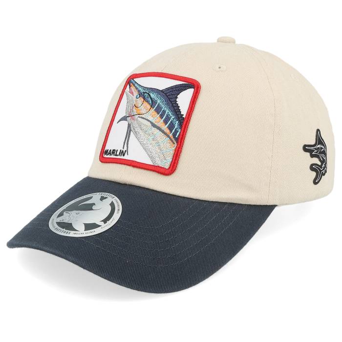 Skillfish 【 Marlin Box Stone Washed Stone/Navy Dad Cap Men Beige 】 ボックス キャップ 帽子 メンズ ベージュ|スニケス