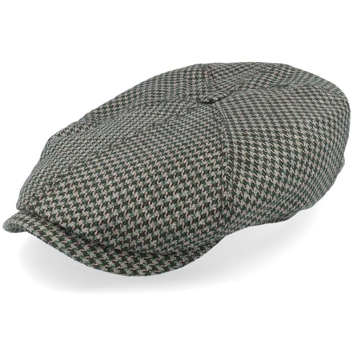 ステットソン Stetson 【 6-Panel Cap Silk Houndstooth Blue/Brown Flat Cap Men Green 】 キャップ 帽子 メンズ green 緑・グリーン