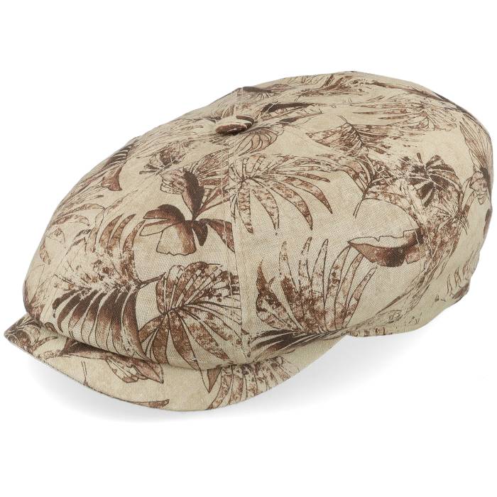 ステットソン Stetson 【 Hatteras Organic Linen Print Beige Leaves Flat Cap Men Beige 】 ベージュ キャップ 帽子 メンズ ベージュ|スニケス