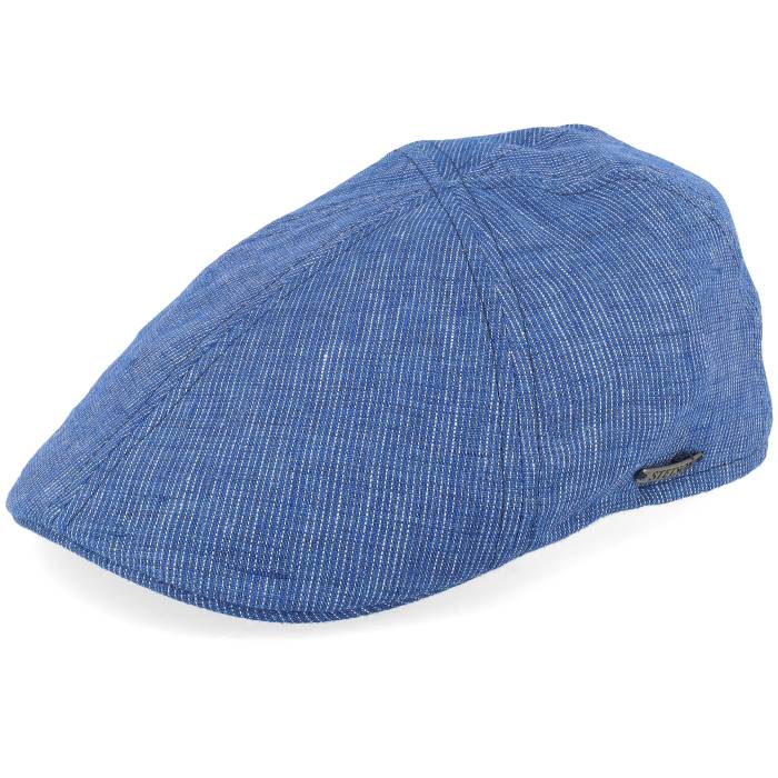 ステットソン Stetson 【 Texas Linen Stripe Blue With White Stripe Flat Cap Men Blue 】 テキサス Stripe ストライプ 青色 ブルー 白色 ホワイト キャップ 帽子 メンズ 青色 ブルー|スニケス