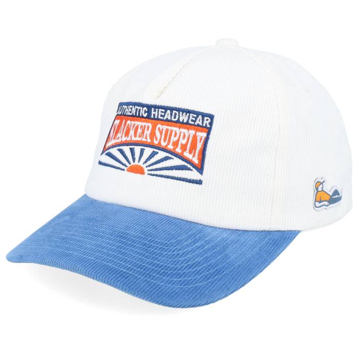 Slacker Supply 【 Sunrise Batch Logo Corduroy Off White/Sky Blue A-Frame Adjustable Men White 】 ロゴ コーデュロイ 青色 ブルー メンズ 白色 ホワイト|スニケス
