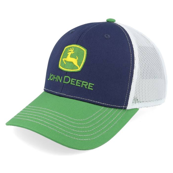 John Deere 【 Logo Embroidery White/Black/Green Trucker Men Blue 】 ロゴ トラッカー メンズ 青色 ブルー｜スニケス