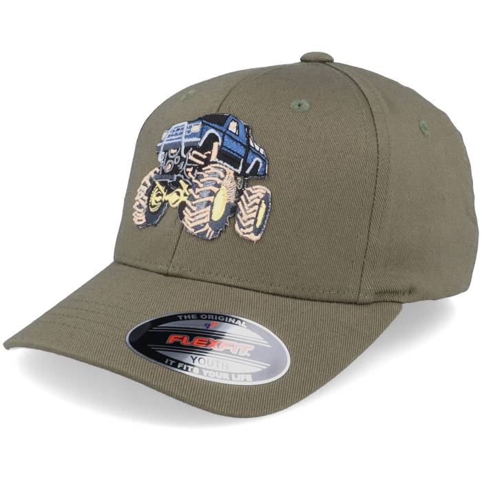 Kiddo Cap 【 Kids Big Wheels Monster Truck Olive Flexfit Kids Green 】 olive オリーブ ジュニア キッズ green 緑・グリーン｜スニケス