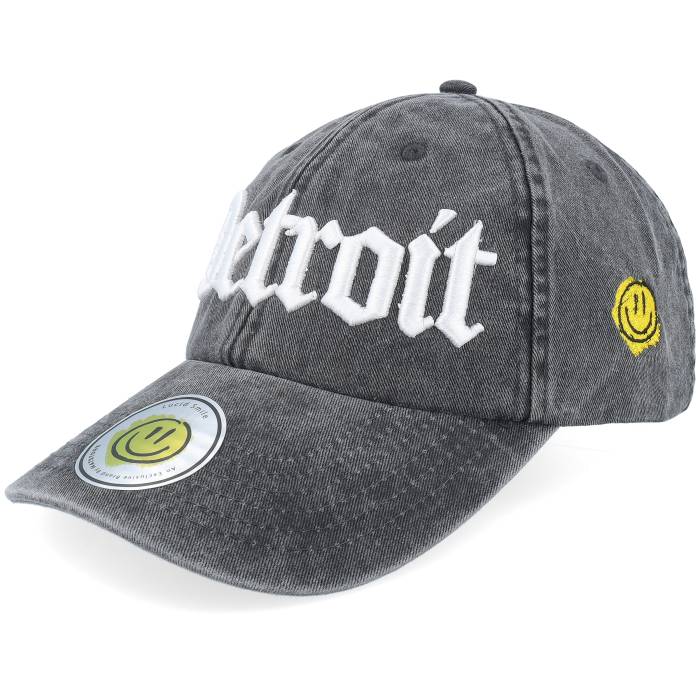 Lucid Smile 【 Detroit 3D Script Washed Black Dad Cap Men Black 】 デトロイト スクリプト 黒色 ブラック キャップ 帽子 メンズ 黒色 ブラック|スニケス