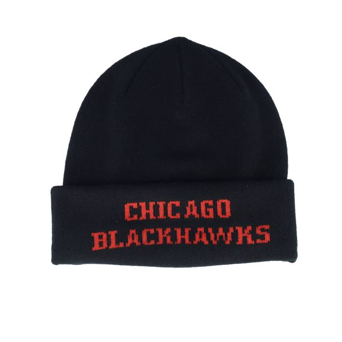ミッチェル\u0026ネス Mitchell \u0026 Ness 【 Chicago Blackhawks Tailgate Knit Black Baclava Cuff Men Black 】 風の強い町 黒いことホークス 編み物 黒いこと 黒いこと メンズ 黒いこと 黒いこと
