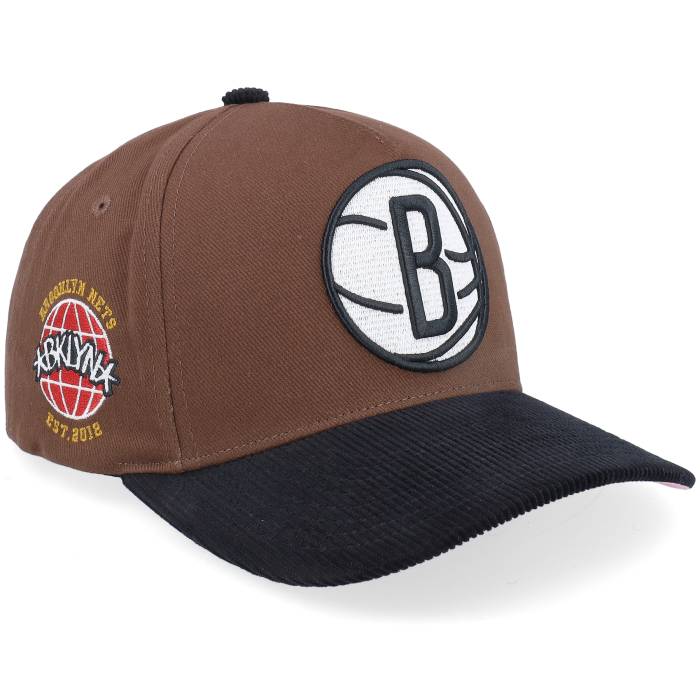 ミッチェル\u0026ネス Mitchell \u0026 Ness 【 Brooklyn Nets Brown/Black Corduroy Visor/Pink Under Visor A-Frame Adjustable Men Brown 】 ブルックリン ネッツ コール天 メンズ 赤銅色 赤銅色
