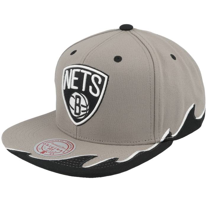 ミッチェル\u0026ネス Mitchell \u0026 Ness 【 Brooklyn Nets Rising Tide Grey Snapback Men Grey 】 ブルックリン ネッツ 薄墨色 薄墨色 Snapback スナップバック 御徒面子 メンズ 薄墨色 薄墨色