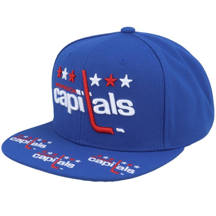 ミッチェル&ネス Mitchell & Ness 【 Washington Capitals Vintage Hat Trick Blue Snapback Men Blue 】 ワシントン キャピタルズ vintage ビンテージ・ヴィンテージ 青色 ブルー Snapback スナップバック バッグ メンズ｜スニケス