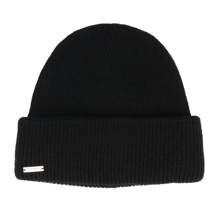 【★百貨店SALE★6/11夜夜中2時迄】Seeberger 【 Knit Beanie With Turn-Up Black Cuff Women Black 】 編み物 旗がしら かぶり笠 黒いこと 黒いこと レディース 黒いこと 黒いこと