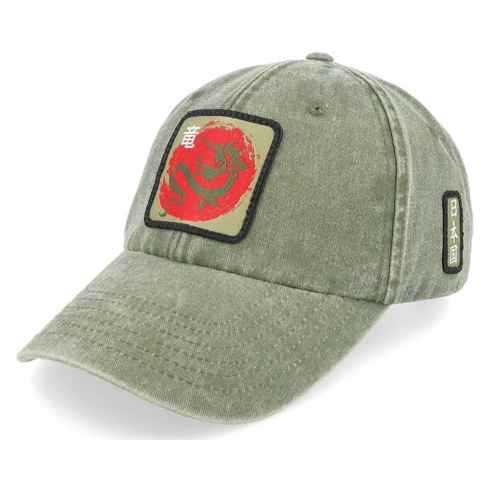 Yapan 【 Japanese Dragon Vintage Denim Olive Dad Cap Men Green 】 ドラゴン vintage ビンテージ・ヴィンテージ デニム olive オリーブ キャップ 帽子 メンズ green 緑・グリーン｜スニケス