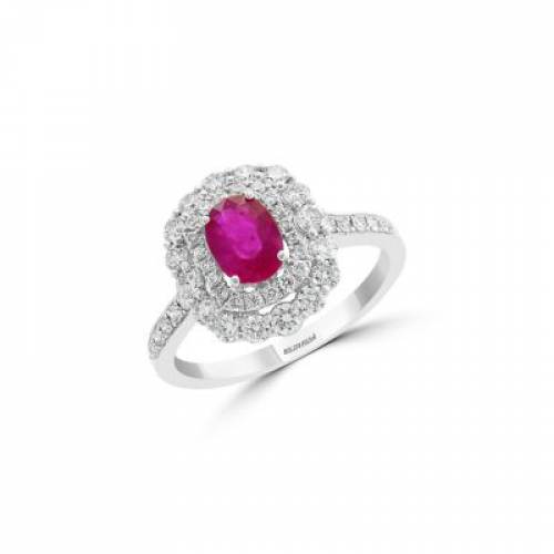 ダイヤモンド 白色 ホワイト ゴールド 赤 レッド Bloomingdale S 100 ユニセックス Red Ruby Diamond Halo Ring In 14k White Gold Exclusive Hollerner Hof De