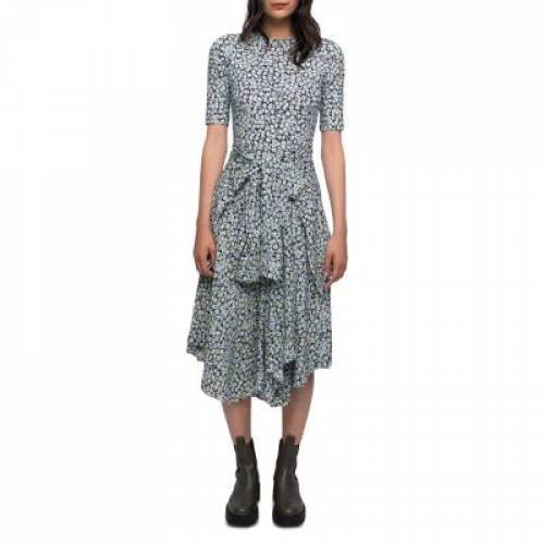 ネクタイ 衣装 青味 ブルーチーズ レディース Maje Floral Print Tie Waist Dress Blue Flower M Haitiopen Com