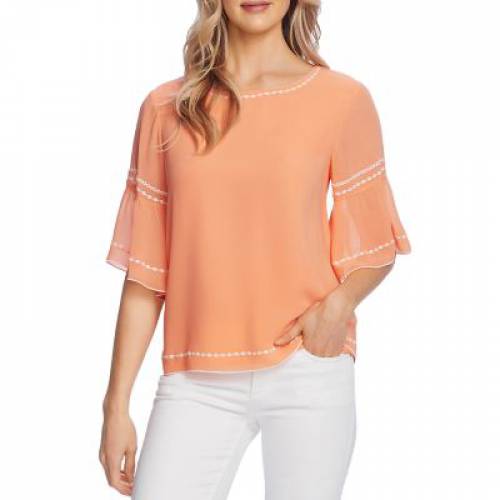 ヴィンスカムート スリーブ 橙 オレンジ レディース Sleeve Orange Vince Camuto Embroidered Bell Top Blossom Fitzfishponds Com
