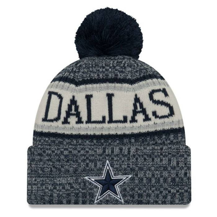ニューエラ New Era 【 Dallas Cowboys 2018 Nfl On-Field Sport Knit Cuffed Pom Hat Mens Navy 】 ダラス カウボーイズ NFL ニット メンズ 紺色 ネイビー