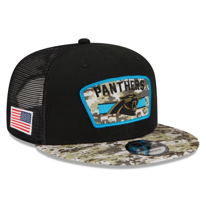 ニューエラ New Era 【 Carolina Panthers Nfl 2021 Salute To Service 9Fifty Snapback Hat Mens Black/Camo 】 カロライナ パンサーズ NFL Snapback スナップバック バッグ メンズ 黒色 ブラック カモ柄|スニケス