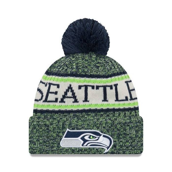 ニューエラ New Era 【 Seattle Seahawks 2018 Nfl On-Field Sport Knit Cuffed Pom Hat Mens 】 シアトル シーホークス NFL ニット メンズ｜スニケス 13,884円