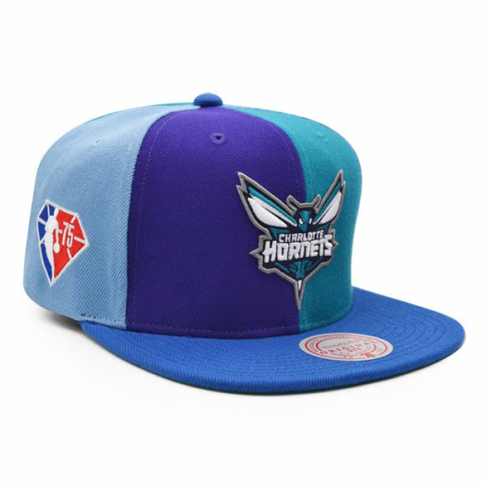 ミッチェル&ネス Mitchell & Ness 【 Charlotte Hornets Team Pinwheel Snapback Nba Hat Mens Purple/Teal/Sky 】 シャーロット ホーネッツ Team チーム Snapback スナップバック バッグ メンズ Purple 紫・パープル スカイ｜スニケス