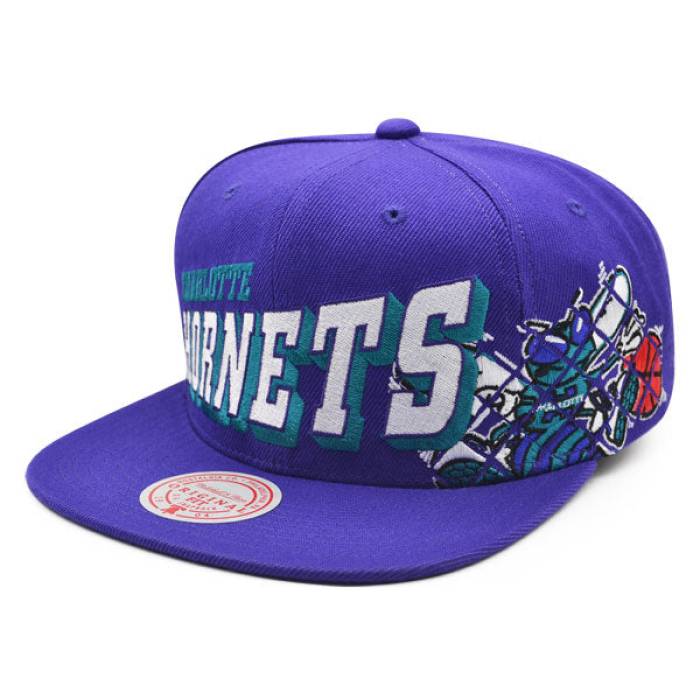 ミッチェル&ネス Mitchell & Ness 【 Charlotte Hornets The Grid Snapback Nba Hat Mens Purple/Teal 】 シャーロット ホーネッツ Snapback スナップバック バッグ メンズ Purple 紫・パープル｜スニケス