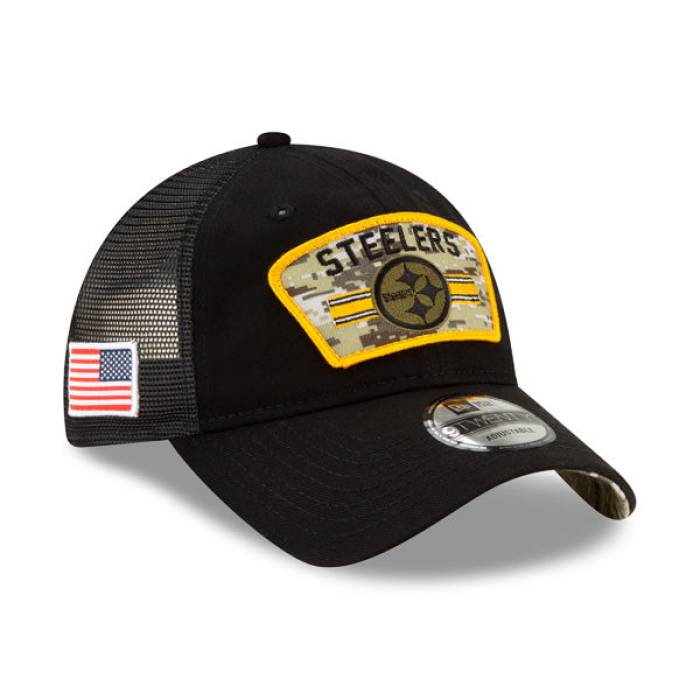 ニューエラ New Era 【 Pittsburgh Steelers 2021 Salute To Service Trucker 9Twenty Adjustable Hat Mens Black 】 ピッツバーグ スティーラーズ トラッカー メンズ 黒色 ブラック