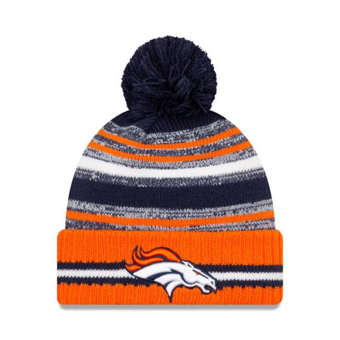 ニューエラ New Era 【 Denver Broncos 2021 Official Nfl Sideline Sport Pom Cuffed Knit Hat Mens 】 デンバー ブロンコス NFL サイドライン ニット メンズ