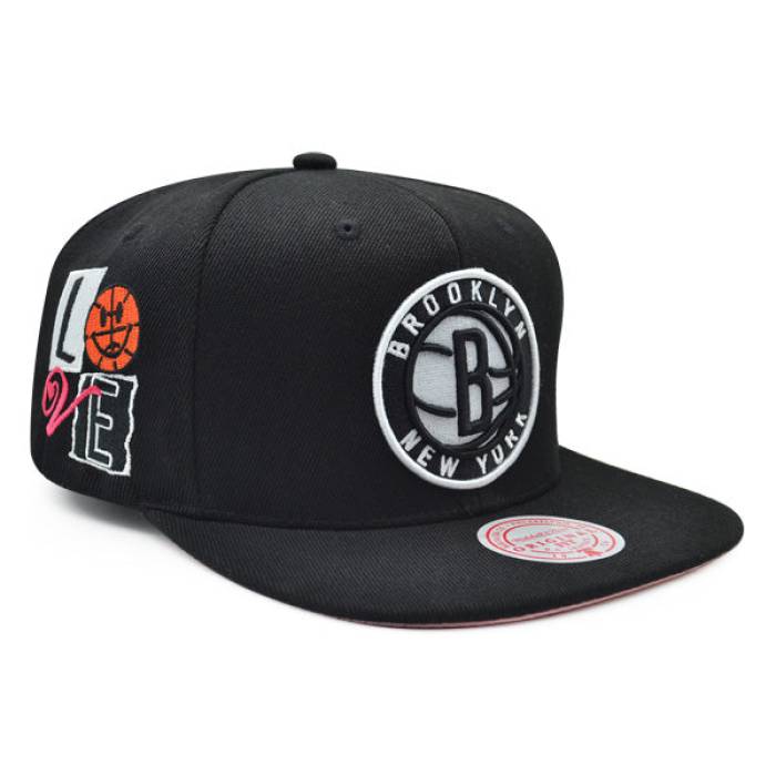 ミッチェル&ネス Mitchell & Ness 【 Brooklyn Nets All Love Snapback Hat Mens Black/Pink Bottom 】 ブルックリン ネッツ Snapback スナップバック バッグ メンズ 黒色 ブラック pink ピンク ズボン ボトムス｜スニケス