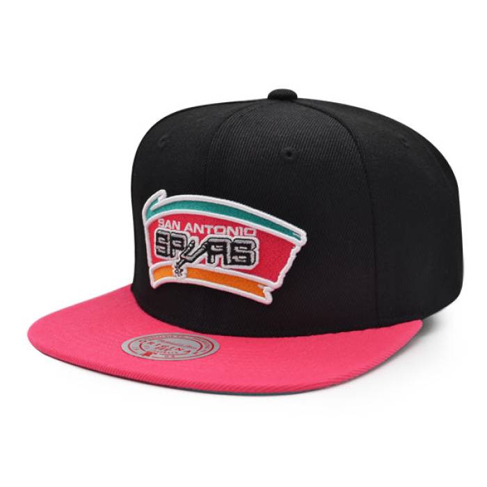 ミッチェル&ネス Mitchell & Ness 【 San Antonio Spurs Classic 2Tone Snapback Hat Mens Black/Pink/Teal Bottom 】 スパーズ クラシック Snapback スナップバック バッグ メンズ 黒色 ブラック pink ピンク ズボン ボトム|スニケス