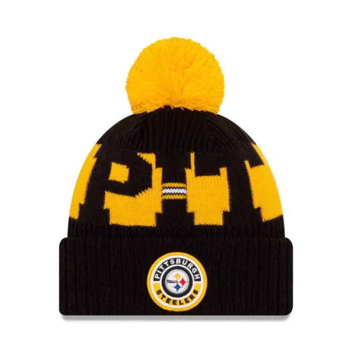 ニューエラ New Era 【 Pittsburgh Steelers 2020 Nfl Sideline Official Sport Pom Cuffed Knit Hat Mens 】 ピッツバーグ スティーラーズ NFL サイドライン ニット メンズ