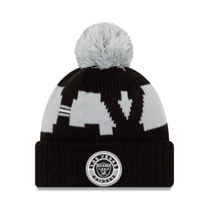 ニューエラ New Era 【 Las Vegas Raiders 2020 Nfl Sideline Official Sport Pom Cuffed Knit Hat Mens 】 ベガス レイダース NFL サイドライン ニット メンズ