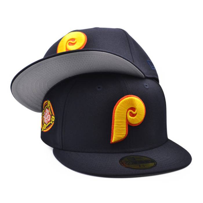 ニューエラ New Era 【 Philadelphia Phillies 100Th Anniversary Exclusive 59Fifty Fitted Hat Mens Navy/Burnt Orange 】 フィラデルフィア フィリーズ メンズ 紺色 ネイビー orange 橙・オレンジ｜スニケス
