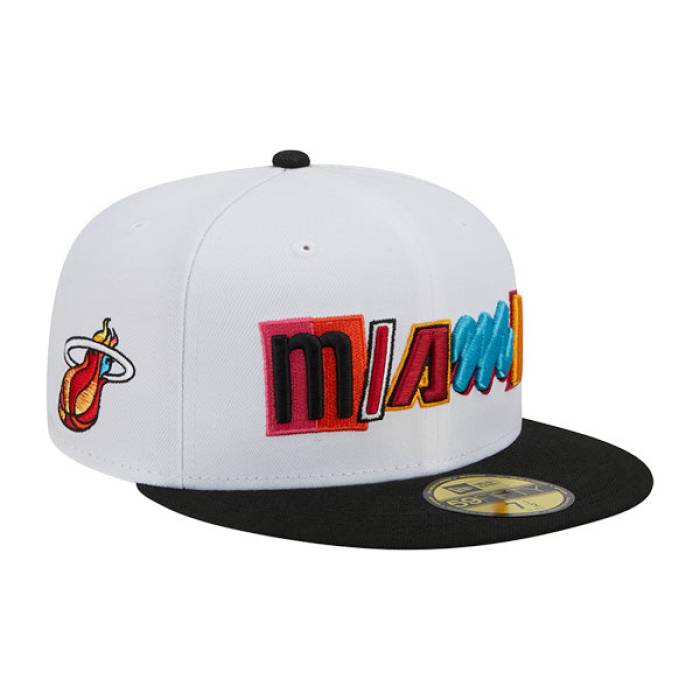 ニューエラ New Era 【 Miami Heat Nba 2022-23 City Edition 59Fifty Fitted Hat Mens White/Black/Multi 】 マイアミ ヒート シティ メンズ 白色 ホワイト 黒色 ブラック|スニケス