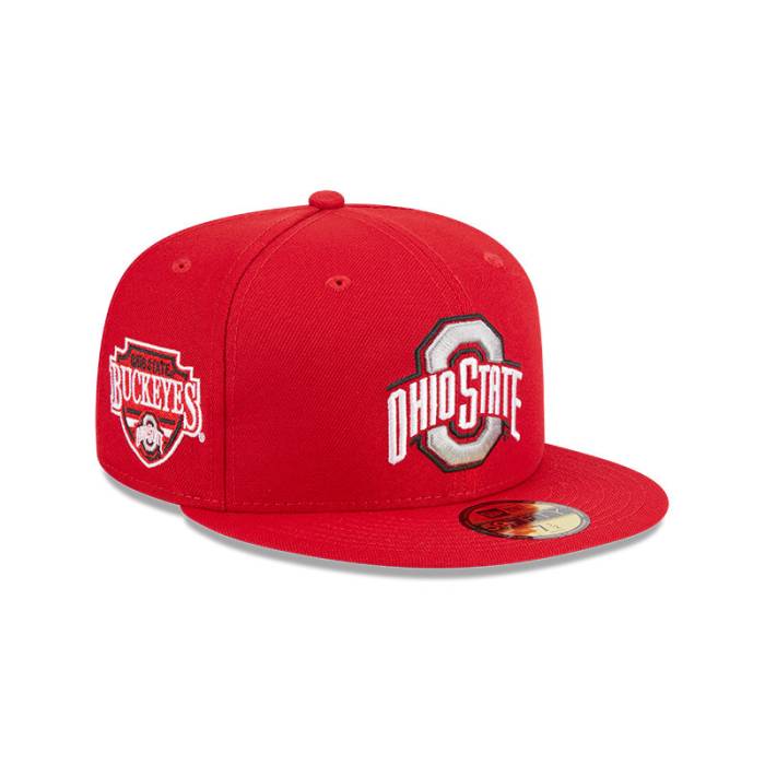 ニューエラ New Era 【 Ohio State Buckeyes Ncaa Side Hit 59Fifty Fitted Hat Mens Red 】 オハイオ State スケートボード バックアイズ メンズ Red 赤・レッド｜スニケス